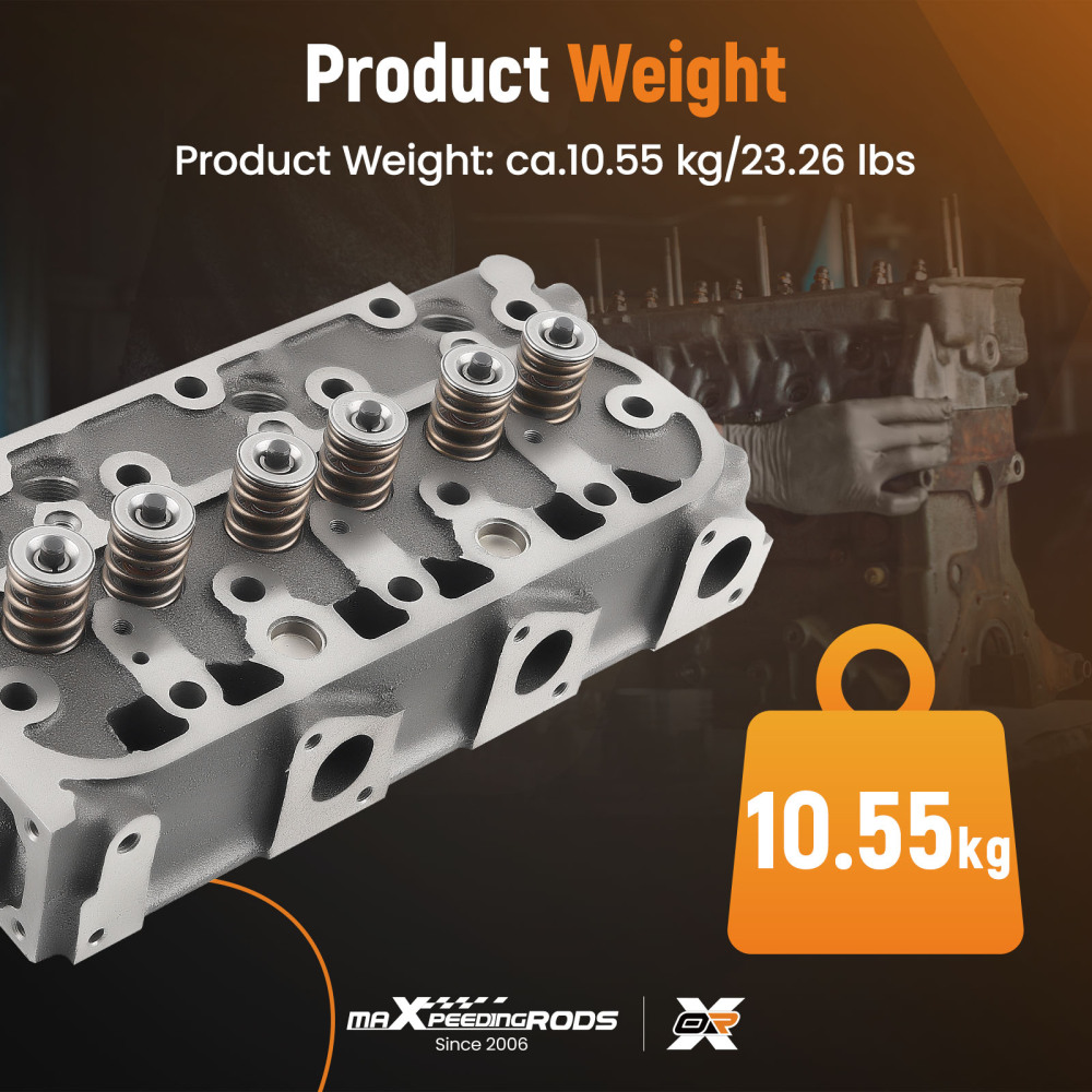 D1105 Engine Complete Cylinder Head w/ Gasket Kit compatible for Kubota RTV1100 RTV1100CW9