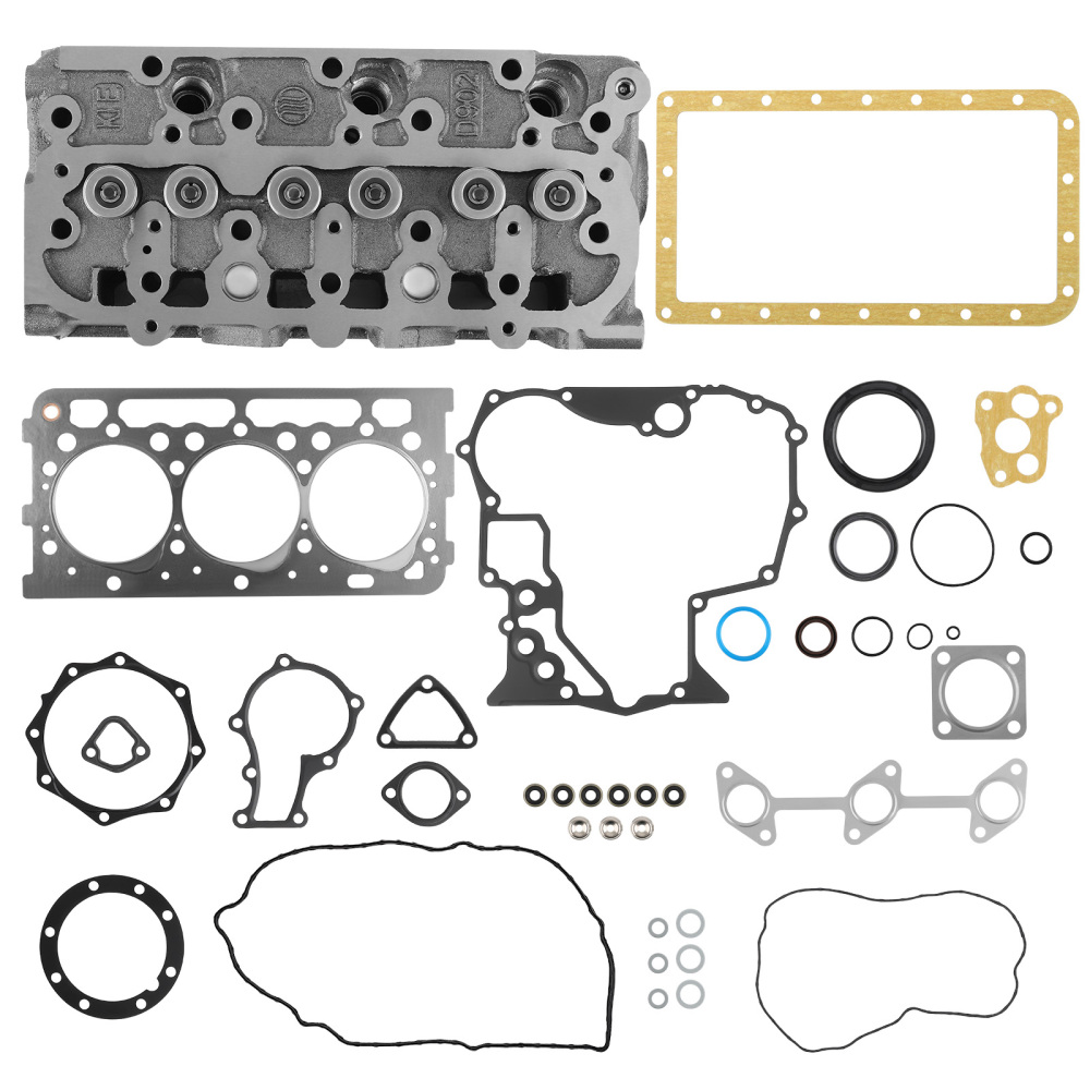 Complete Cylinder Head Assembly w/ Gasket Kit compatible for Kubota D902 Engine 1G962-03045