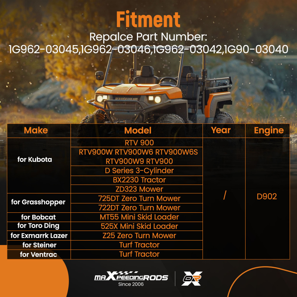 Complete Cylinder Head Assembly w/ Gasket Kit compatible for Kubota D902 Engine 1G962-03045