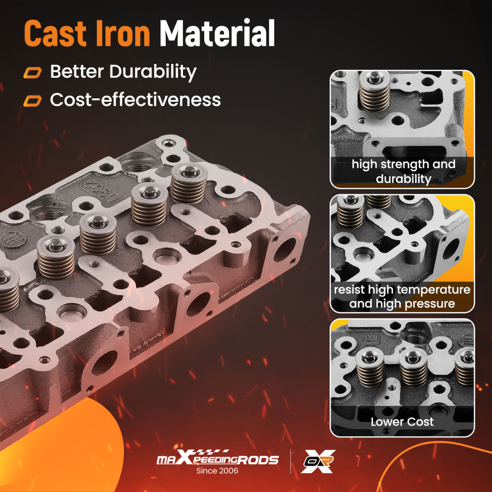 Complete Cylinder Head Assembly w/ Gasket Kit compatible for Kubota D902 Engine 1G962-03045