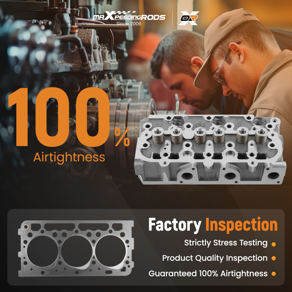 Complete Cylinder Head Assembly w/ Gasket Kit compatible for Kubota D902 Engine 1G962-03045