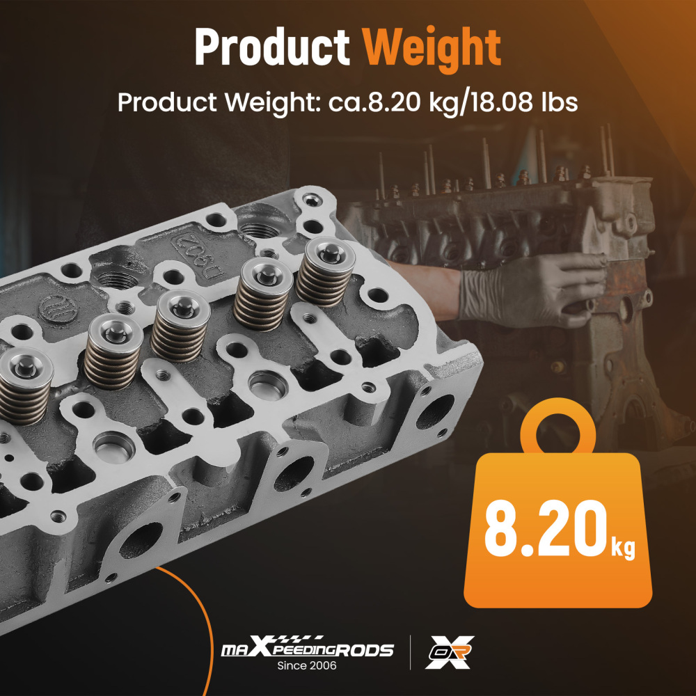 Complete Cylinder Head Assembly w/ Gasket Kit compatible for Kubota D902 Engine 1G962-03045