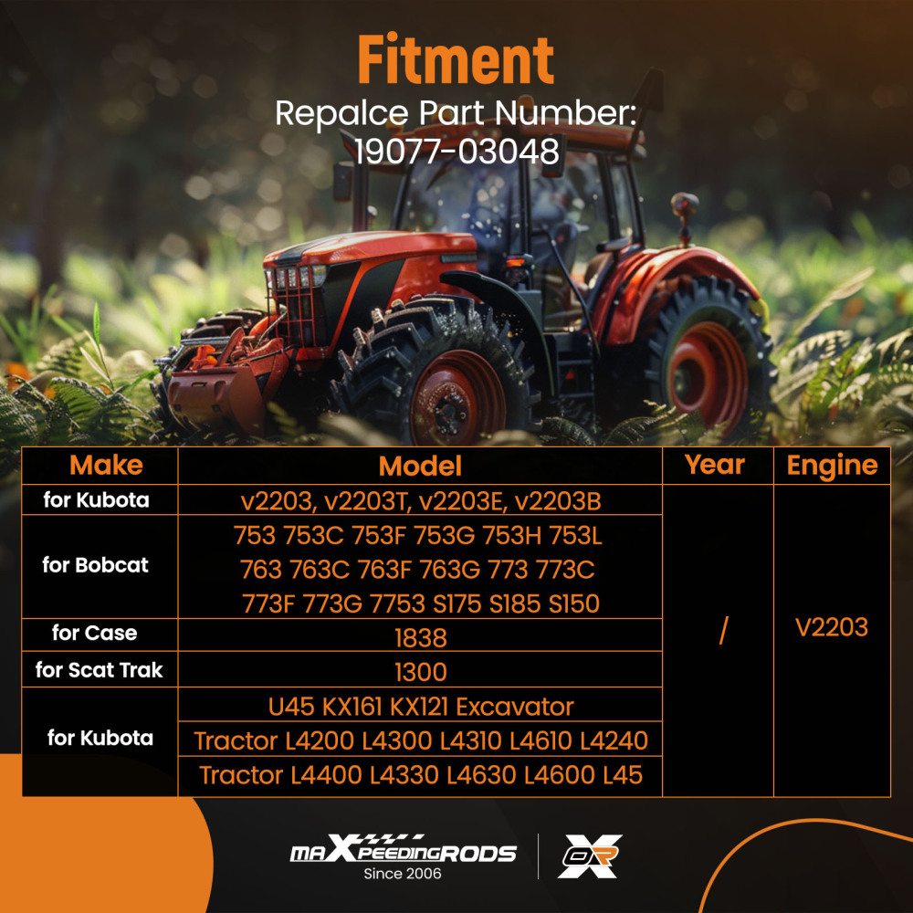 Complete Cylinder Head AssemblyGasket compatible for Kubota V2203 V2203T V2203E V2203B