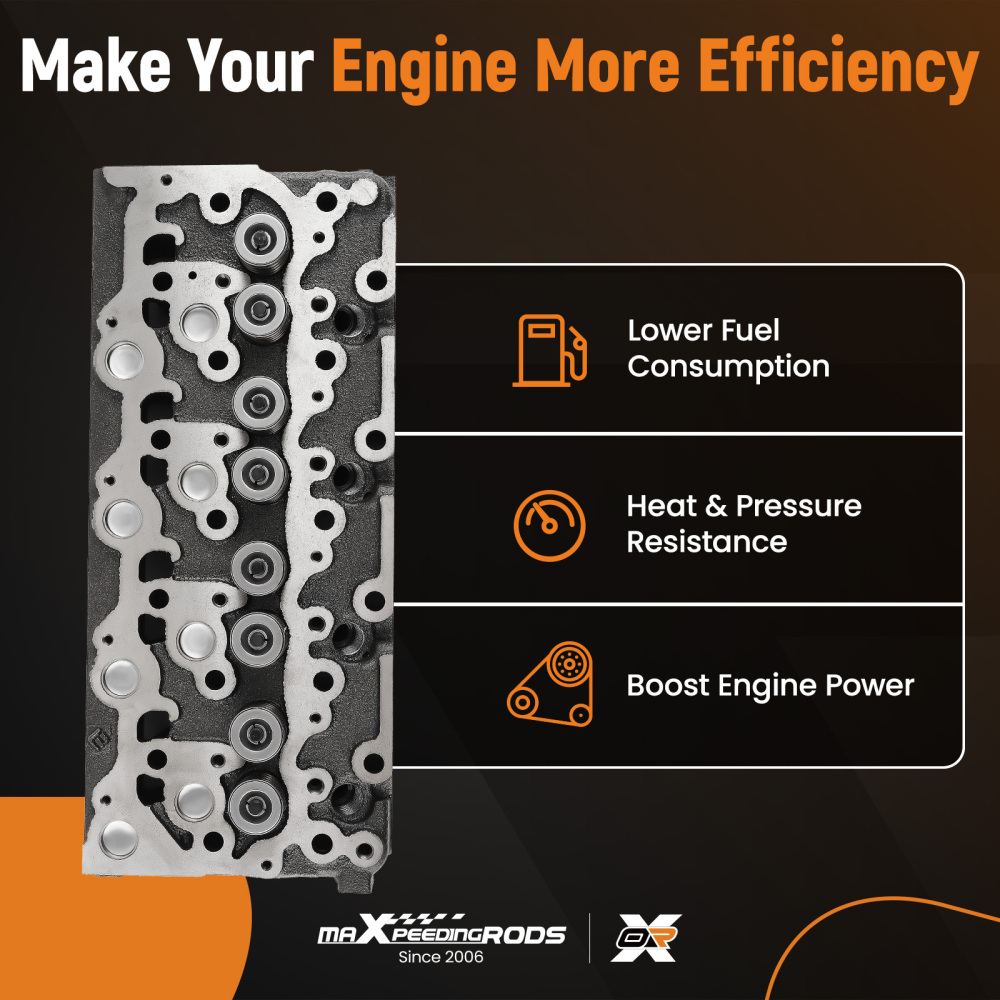 Complete Cylinder Head AssemblyGasket compatible for Kubota V2203 V2203T V2203E V2203B