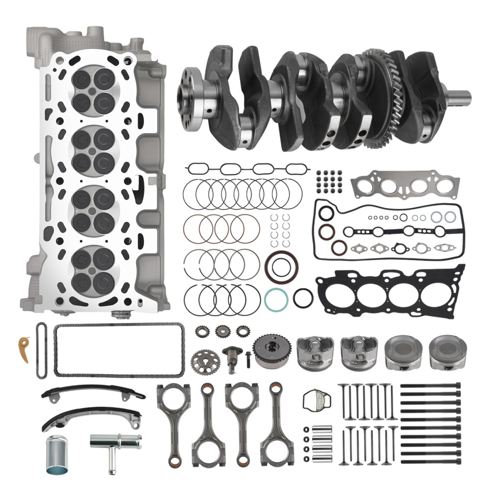 Complete Cylinder Head w/ Crankshaft Overhaul Rebuild Kit compatible for Toyota 2.4L 2AZFE