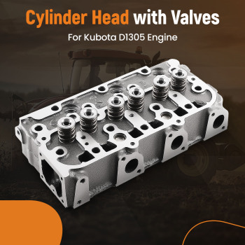 Complete Engine Cylinder Head w/ Valves compatible for Kubota D1305 FZ2400 F3060 F3060-R