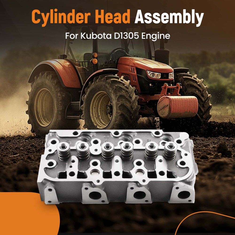 Complete Engine Cylinder Head w/ Valves compatible for Kubota D1305 FZ2400 F3060 F3060-R