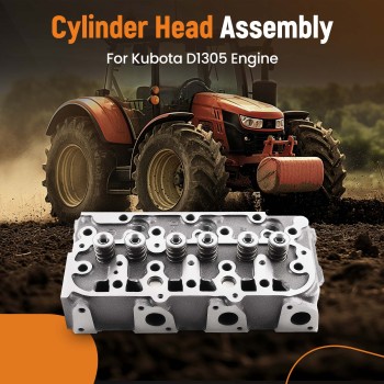 Complete Engine Cylinder Head w/ Valves compatible for Kubota D1305 FZ2400 F3060 F3060-R