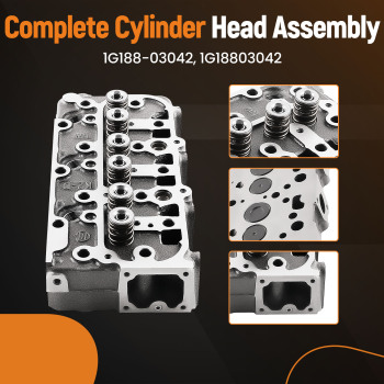 Complete Engine Cylinder Head w/ Valves compatible for Kubota D1305 FZ2400 F3060 F3060-R