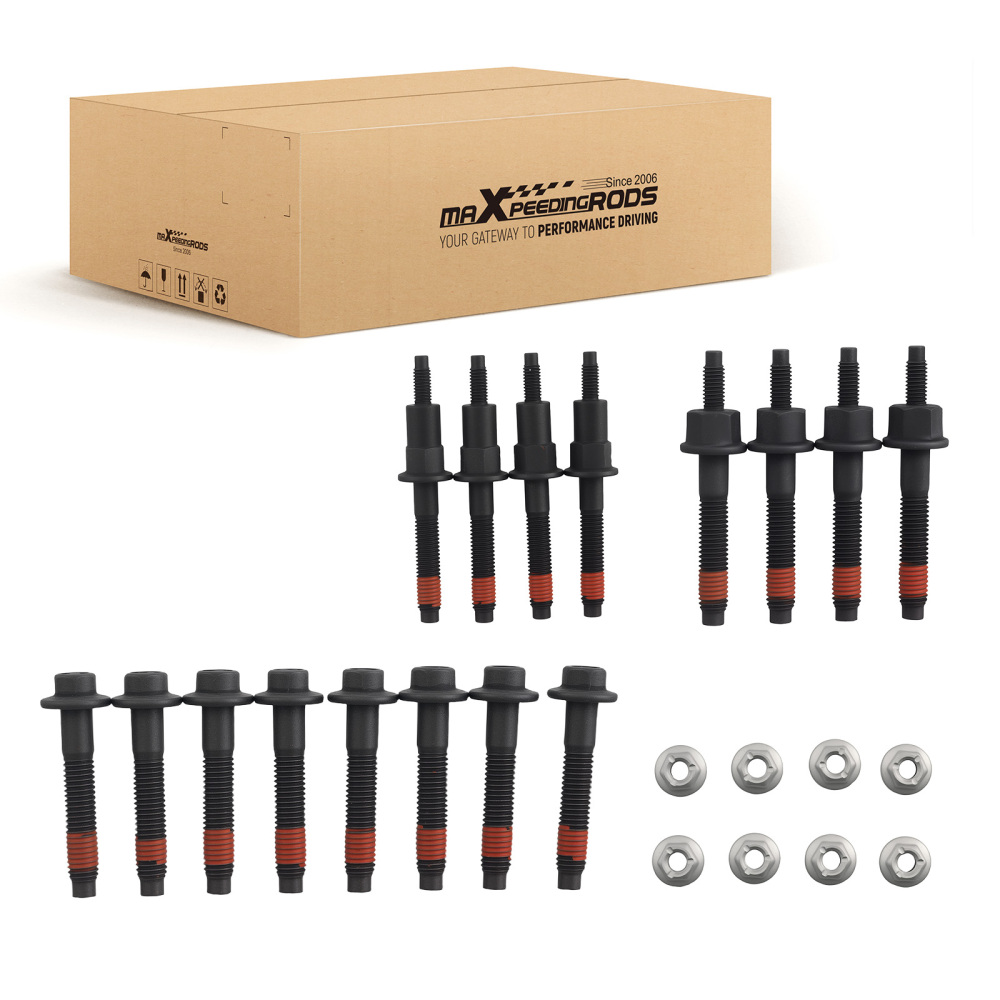 Exhaust Manifold Stud Bolt Nut Kit compatible for Jeep Chrysler Aspen compatible for Dodge Ram 1500 4.7L
