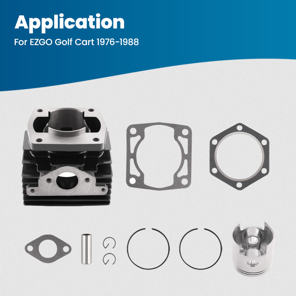 Cylinder Piston Gaskets Top End Rebuild Kit compatible for EZGO 2 Cycle Gas compatible for Golf Cart 76-88