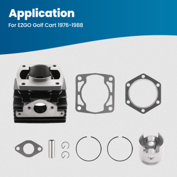 Cylinder Piston Gaskets Top End Rebuild Kit compatible for EZGO 2 Cycle Gas compatible for Golf Cart 76-88