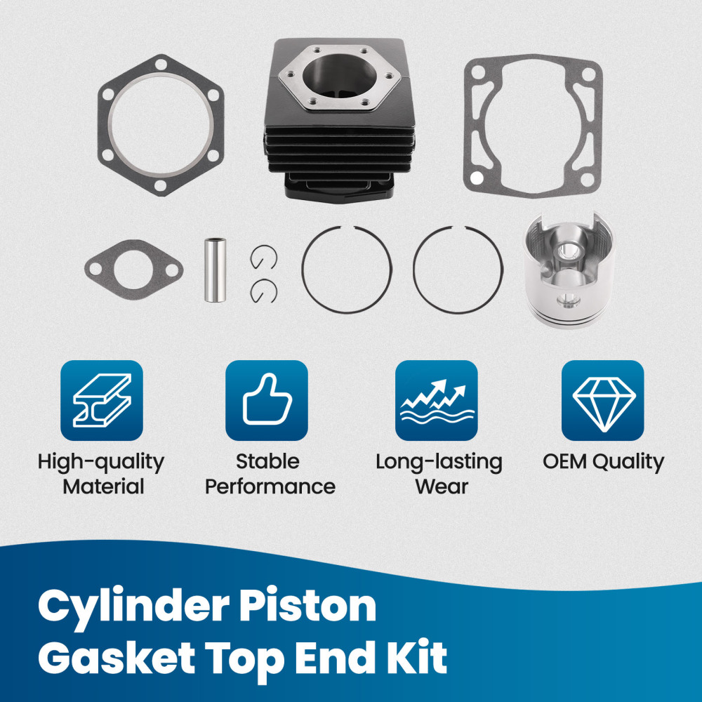 Cylinder Piston Gaskets Top End Rebuild Kit compatible for EZGO 2 Cycle Gas compatible for Golf Cart 76-88