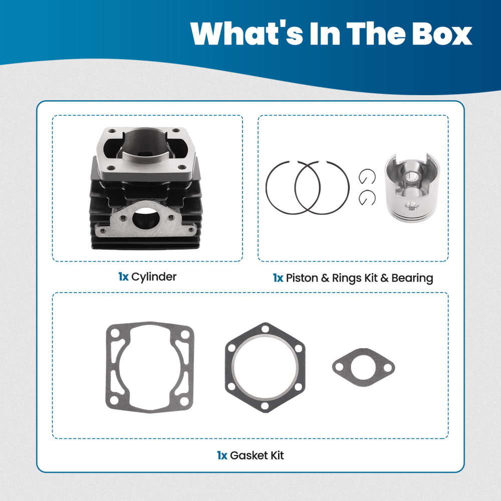 Cylinder Piston Gaskets Top End Rebuild Kit compatible for EZGO 2 Cycle Gas compatible for Golf Cart 76-88