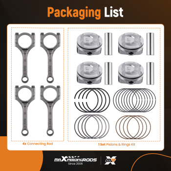 4 Pcs Connecting Rod Piston For 2012-2015 2016 compatible for Hyundai Accent compatible for Kia Rio 1.6L DOHC
