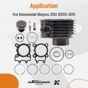 Engine Cylinder Piston Gasket Kit ATV For 2003-2011 compatible for KAWASAKI KLF250 A BAYOU 250