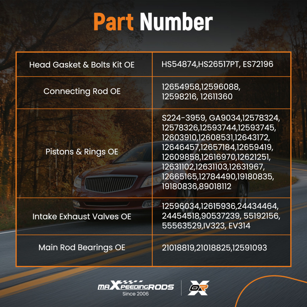 Engine Pistons Overhaul Rebuild Kit - Connect Rods compatible for Buick Chevrolet GMC 2.4L