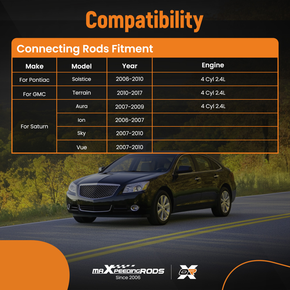 Engine Pistons Overhaul Rebuild Kit - Connect Rods compatible for Buick Chevrolet GMC 2.4L