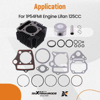 125cc Cylinder Top End Kit For 1P54FMI ROKETA COOLSTER SSR BMS ATV Dirt Bike