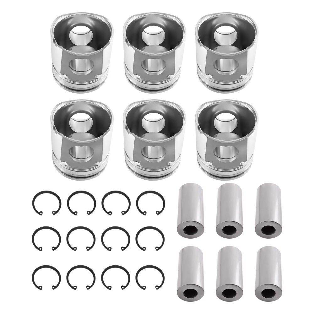 Set of 6 Piston +Ring + PISTON PIN compatible for Cummins Fits For 2004-2007 compatible for Dodge Ram 5.9L 24v