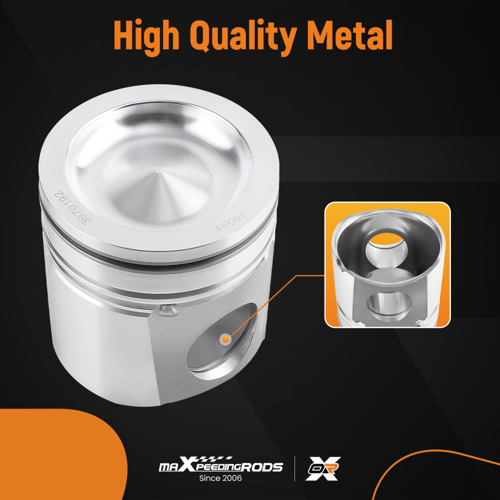 6x Piston + Ring Set For 2004-2006 compatible for Dodge Ram 5.9L compatible for Cummins 24V 4089669 3966678