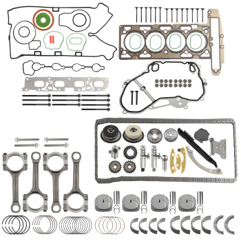 2.4L Engine Rebuild Kit + Connecting Rods + Timing Chain VVT compatible for Chevy Buick GMC