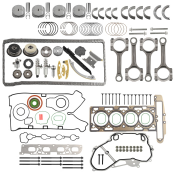 2.4L Engine Rebuild Kit + Connecting Rods + Timing Chain VVT compatible for Chevy Buick GMC
