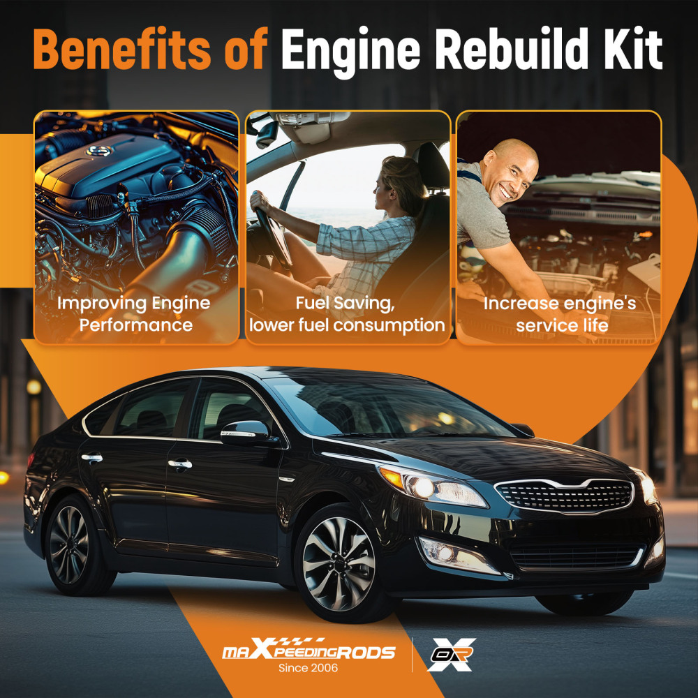 2.4L Engine Rebuild Kit + Connecting Rods + Timing Chain VVT compatible for Chevy Buick GMC