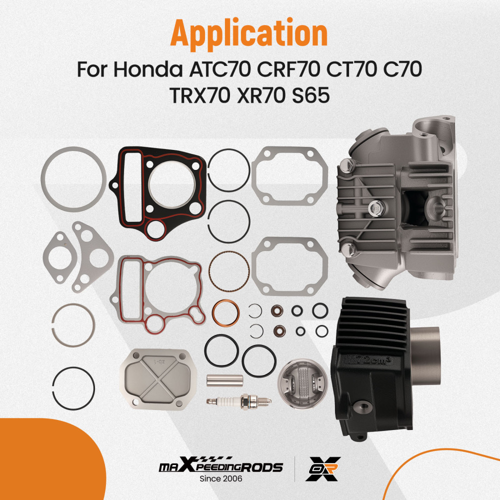 Top End Kit compatible for Honda ATC70 CRF70 CT70 C70 TRX70 XR70 S65 70 cc Cylinder Piston