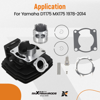 66mm Cylinder Piston Gasket Engine Rebuild Kit Set compatible for Yamaha DT175 MX175 78-14