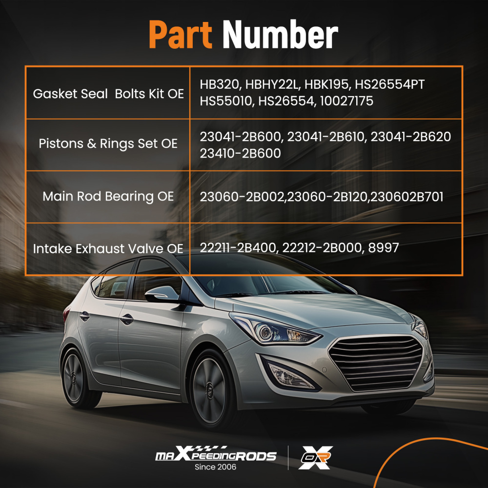 Engine Overhaul Rebuild Kit GasketsPistons Rings compatible for Hyundai Kia G4FD 1.6L