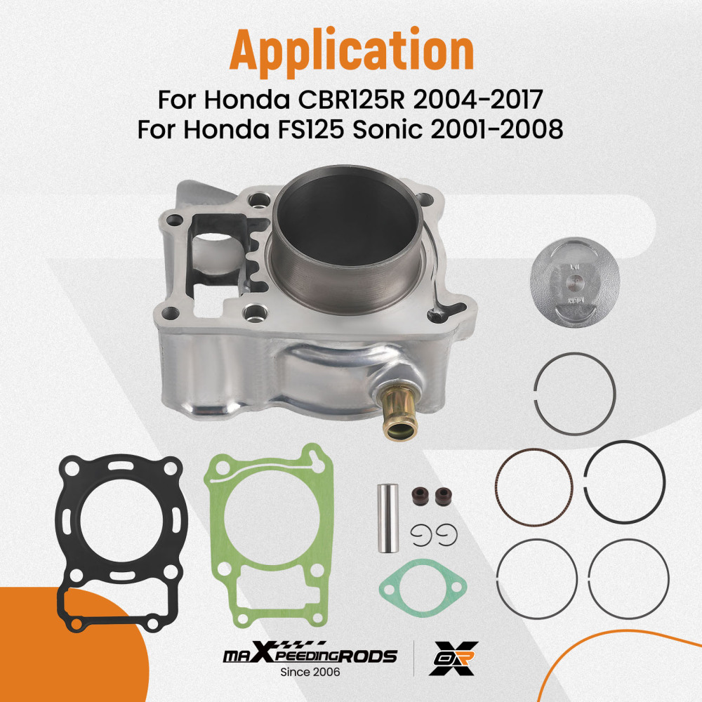 Kit Cilindro Pistone 58mm 124cc compatibile per Honda CBR125R 2004-2017 FS125 Sonic 01-2008