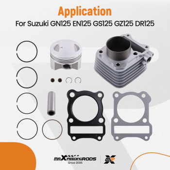 Cylinder Piston Kit compatible for Suzuki DR/GN 125 4T compatible for AC 1982-2001 62mm Bore