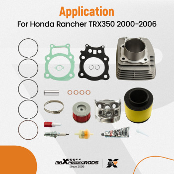 Compatible for Honda Rancher TRX350 00-06 Cylinder Piston Gasket Top End Rebuild Kit New