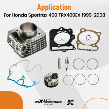 Compatible for Honda Sportrax TRX400EX 400EX Cylinder Piston Gasket Top End Kit 99-08 2001