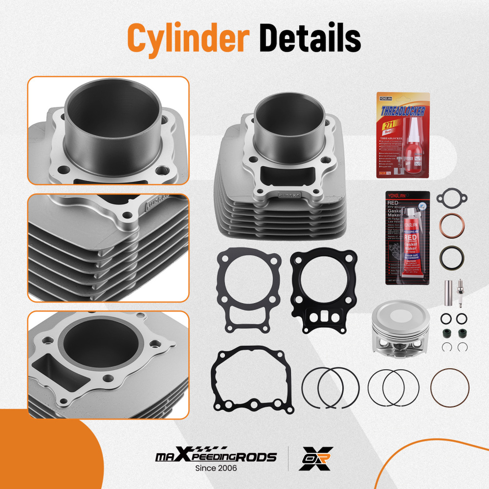 Cylinder Piston Gaskets Top End Rebuild Kit compatible for Honda Rancher TRX350 00-2006