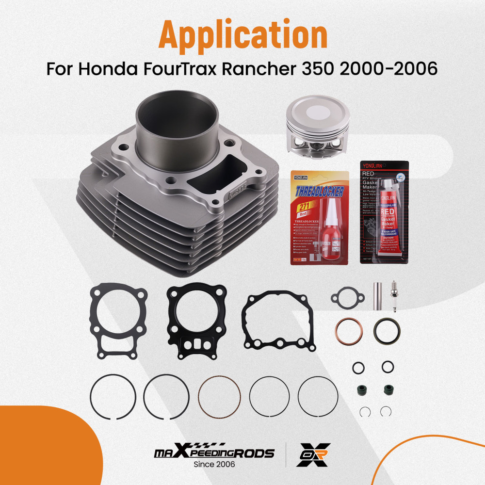Cylinder Piston Gasket Jugs Top End Rebuild Kit compatible for Honda Rancher TRX350 2000-06