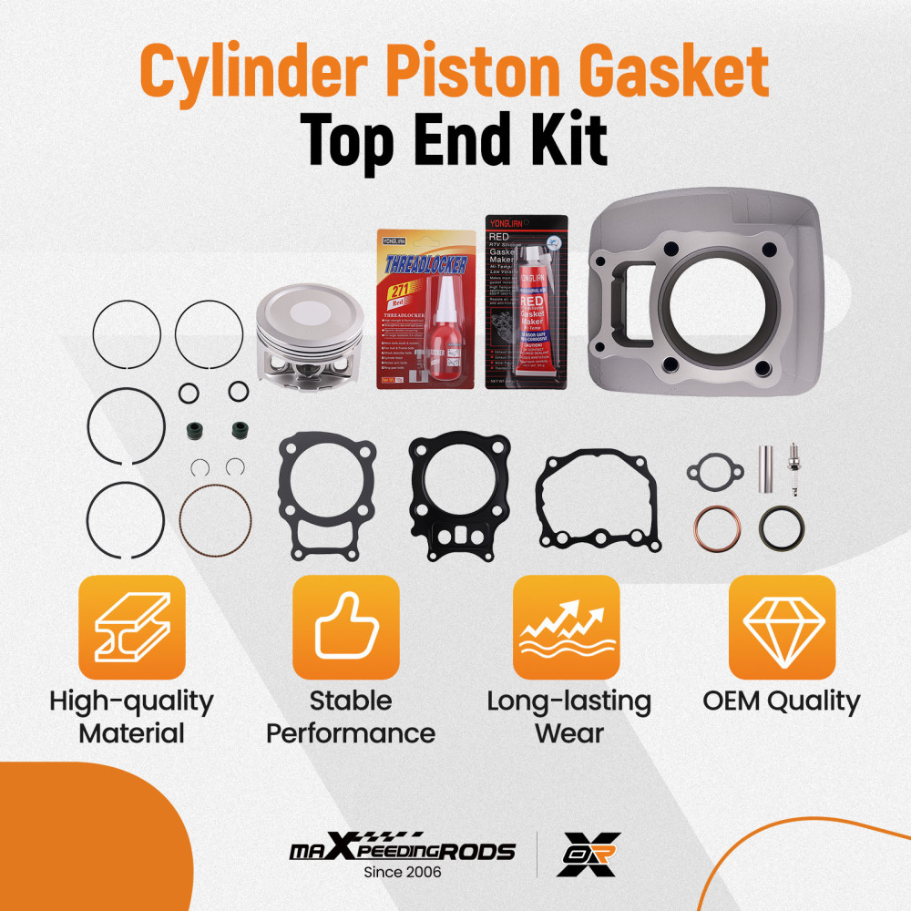Cylinder Piston Gasket Jugs Top End Rebuild Kit compatible for Honda Rancher TRX350 2000-06