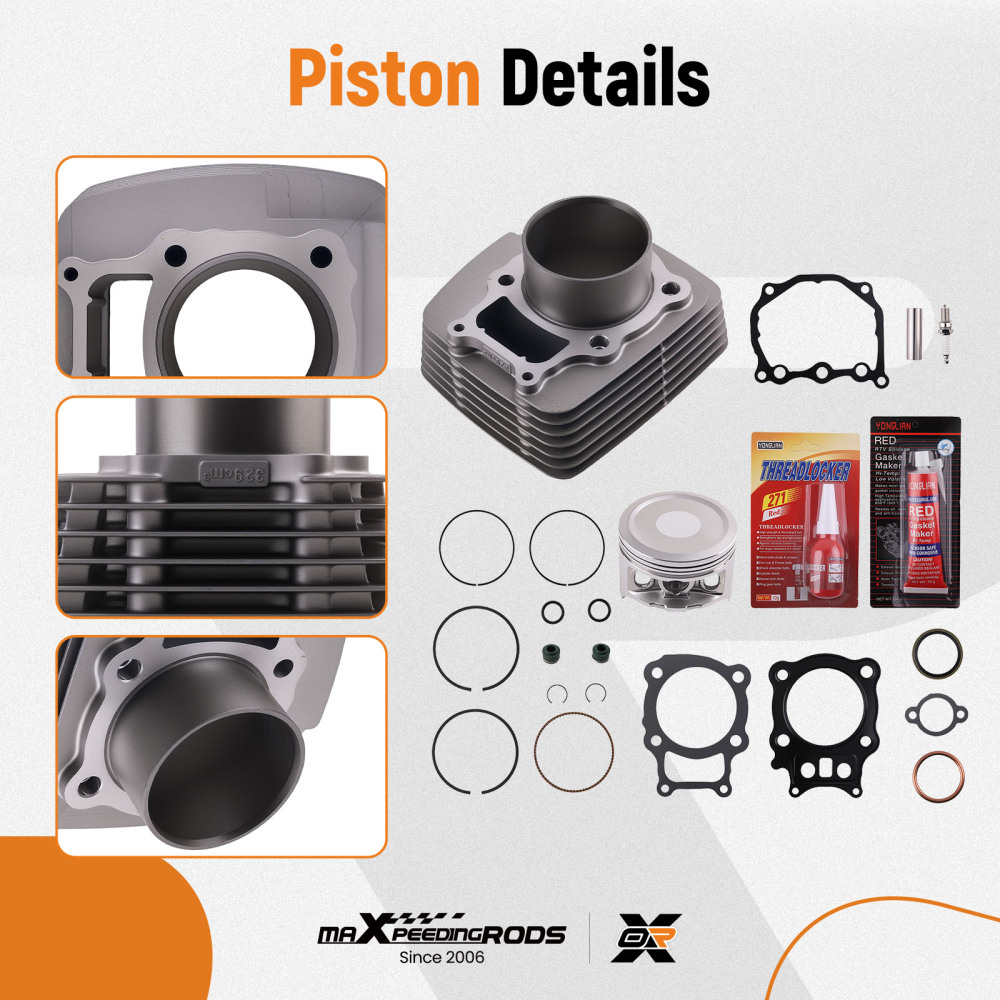 Cylinder Piston Gasket Jugs Top End Rebuild Kit compatible for Honda Rancher TRX350 2000-06