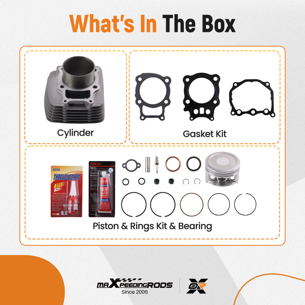 Cylinder Piston Gasket Jugs Top End Rebuild Kit compatible for Honda Rancher TRX350 2000-06