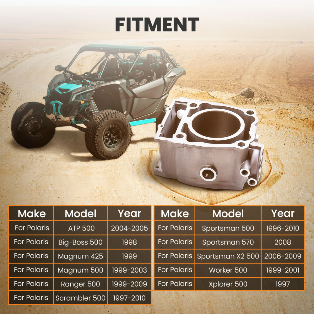 Compatible for Polaris Ranger 500 Cylinder Piston Gasket Top End Kit 1999 2000 2001-2013