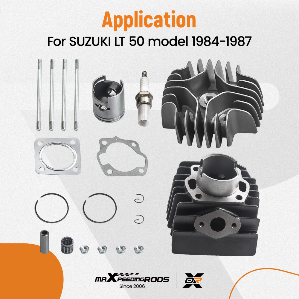 Cylinder Barrel Kit compatible for Suzuki LT50 Quad 50cc 1984-1987 Piston, head and gaskets