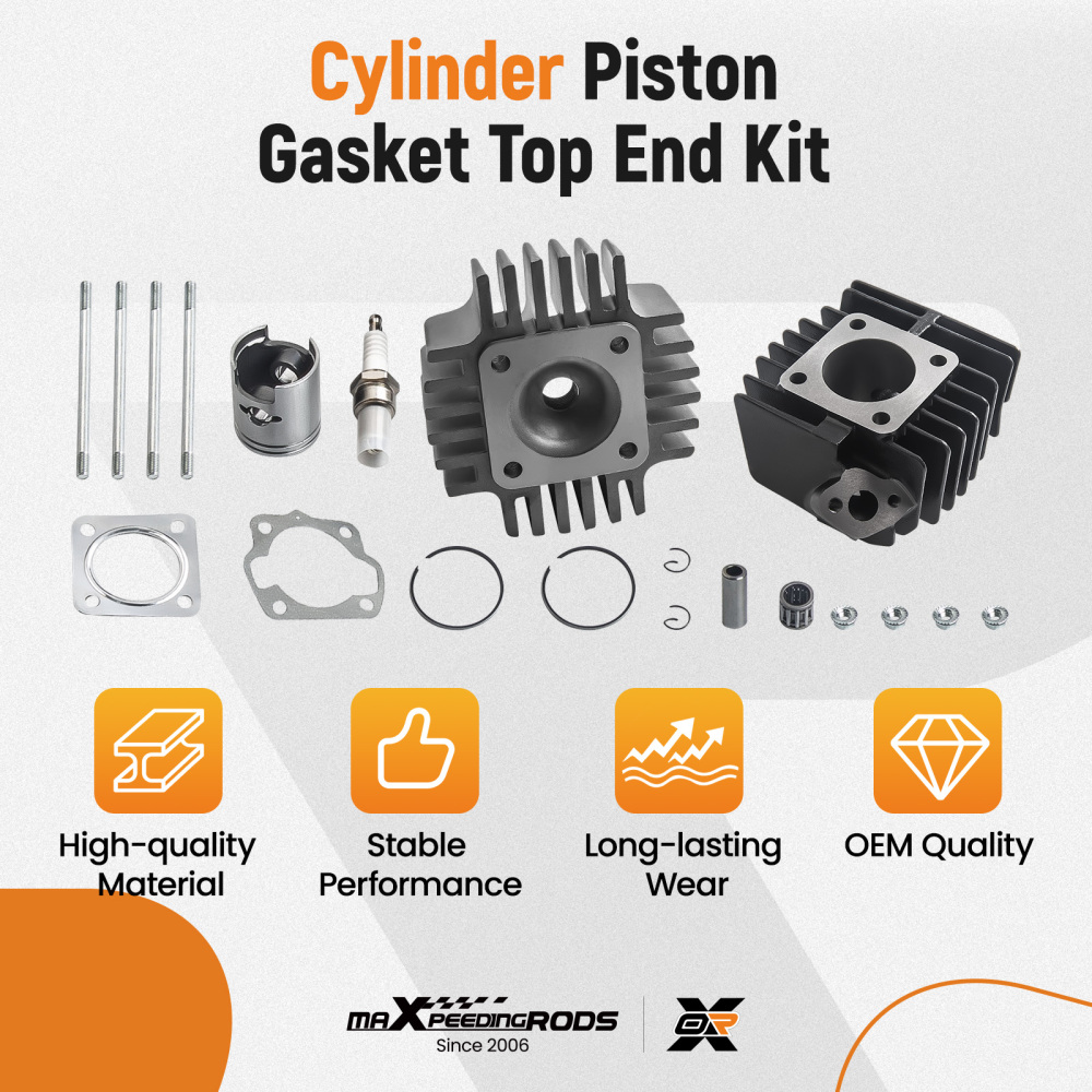 Cylinder Barrel Kit compatible for Suzuki LT50 Quad 50cc 1984-1987 Piston, head and gaskets