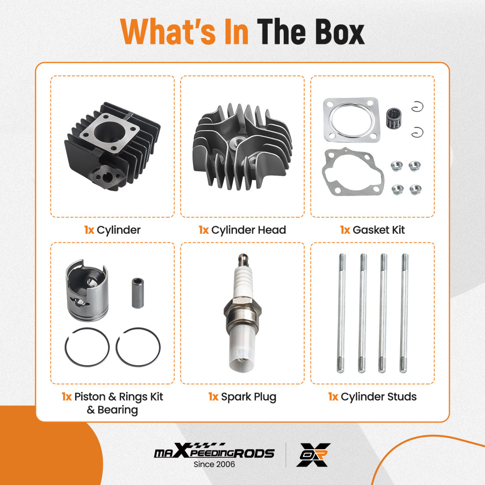 Cylinder Barrel Kit compatible for Suzuki LT50 Quad 50cc 1984-1987 Piston, head and gaskets