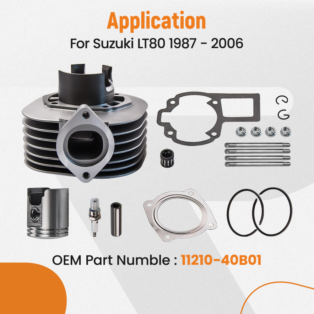 Compatible for Suzuki LT80 And LT80s Models Cylinder Piston Kit Rings Gaskets Pin Set 1987 - 2006