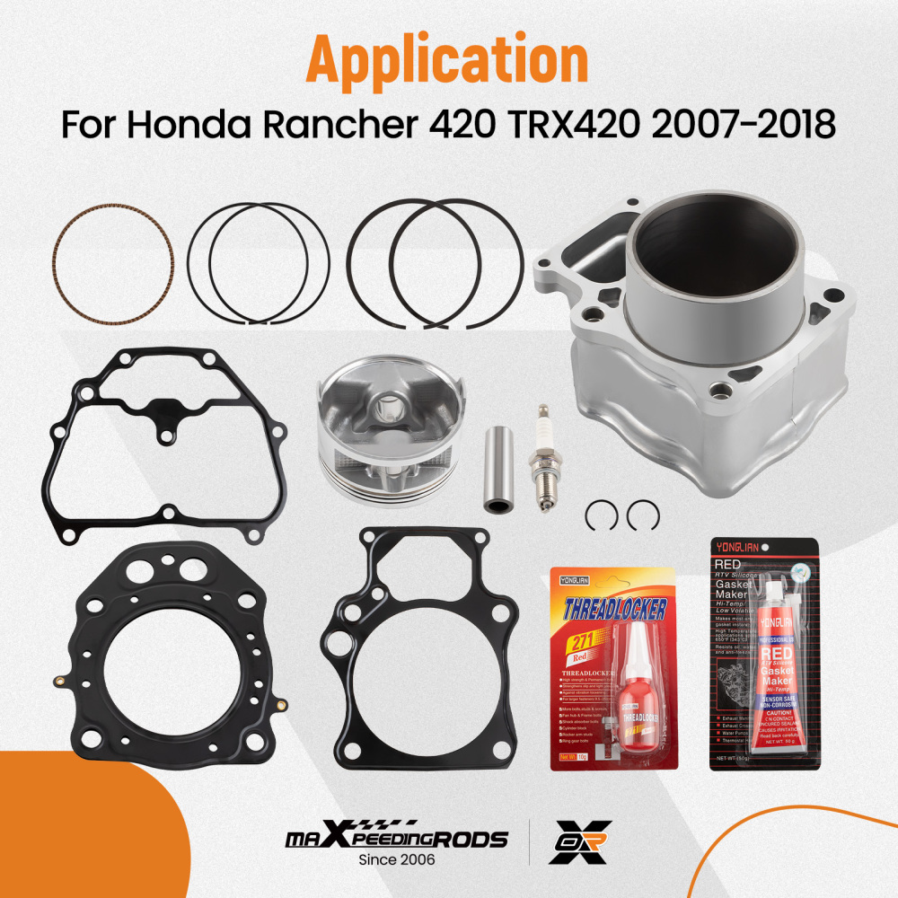 Cylinder Piston Gasket Top End Rebuild Kit compatible for Honda Rancher 420 TRX420 07-18