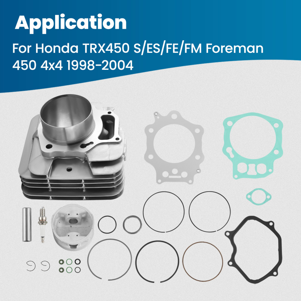 90mm Cylinder Piston Top End Rebuild Kit compatible for Honda Foreman 450 4x4 1998-2004