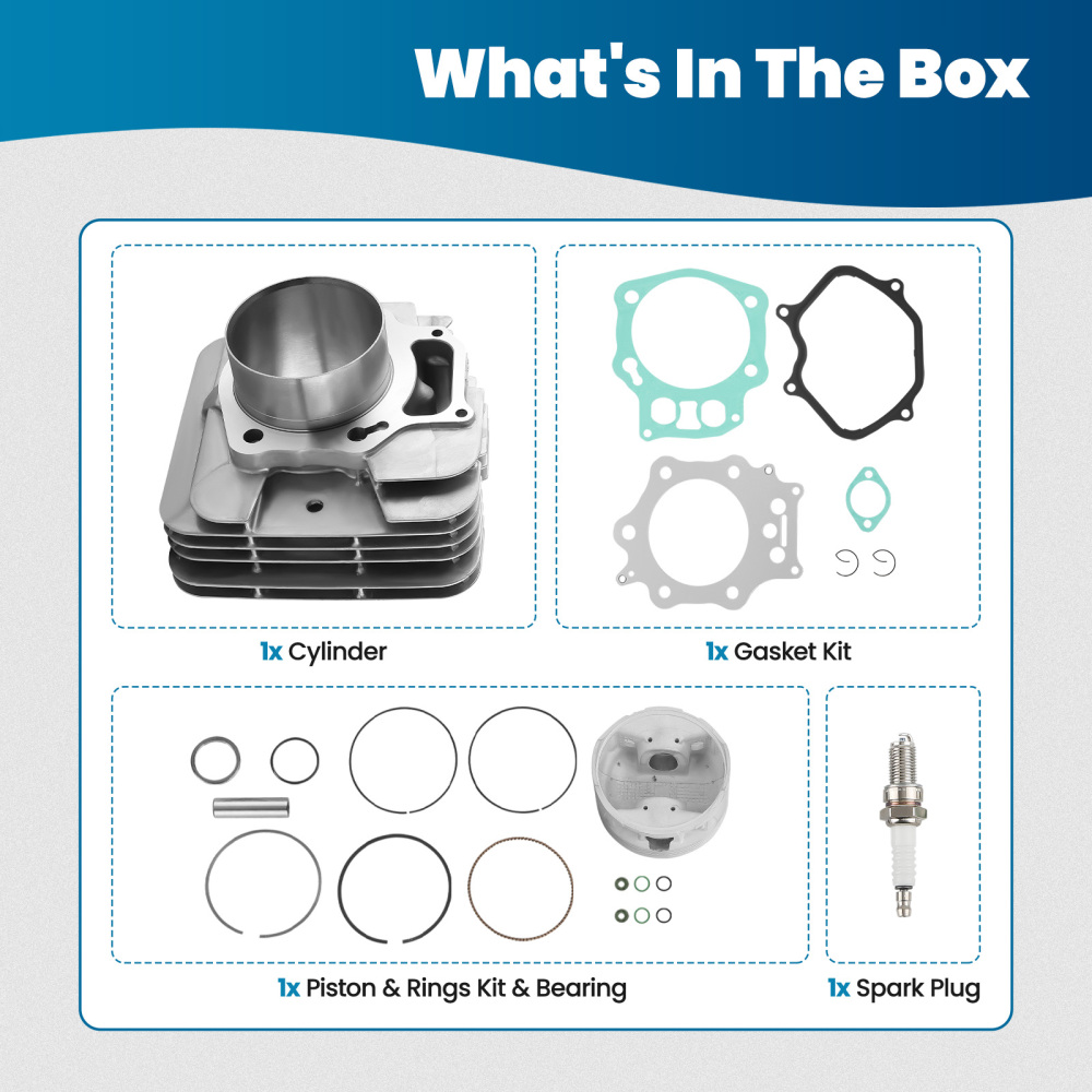 90mm Cylinder Piston Top End Rebuild Kit compatible for Honda Foreman 450 4x4 1998-2004