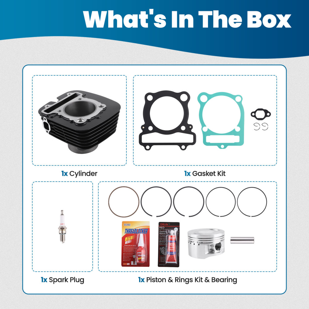 Cylinder Piston Gasket Top End Rebuild Kit compatible for Yamaha Grizzly 350 YFM350 07-14