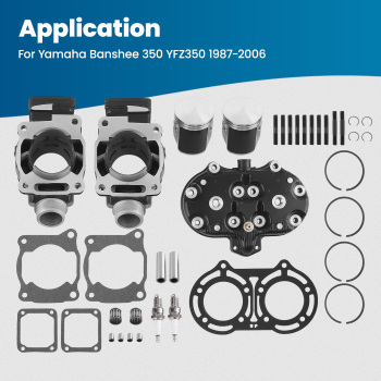 64mm Cylinder Head Pistons Gasket Top End Kit For 1987-2006 compatible for Yamaha Banshee 350